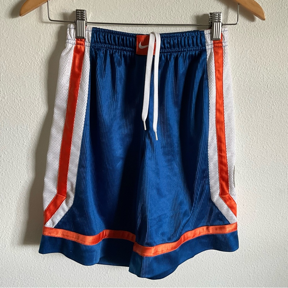 Vintage Nike Basketball Athletic Shorts Blue Orange and White 8 10